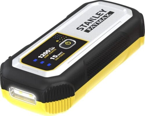 Stanley FatMax 1200A, Lithium Jump Starter with 15 Watt USB-A and USB-C Power, Includes clamps